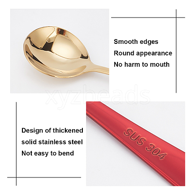 6Pcs 2 Colors 304 Stainless Steel Teaspoon AJEW-GO0001-12-1
