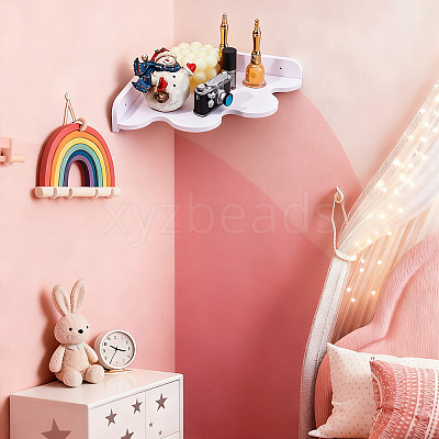 Cloud Shape Wood Wall-mounted Storage Rack AJEW-WH0816-412A-1