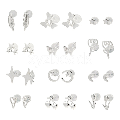 2 Pairs Alloy Stud Earrings for Women EJEW-FS0001-27J-1