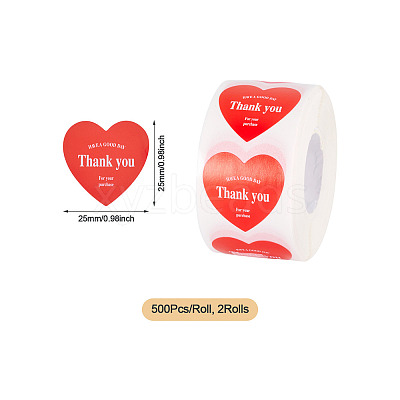 2Roll Heart with Thank You Roll Stickers DIY-TA0013-58C-1