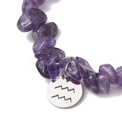 Natural Amethyst Stretch Bracelets BJEW-JB11147-11-1