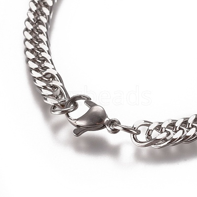 Tarnish Resistant Men's Cuban Link Chain Bracelets BJEW-E369-15A-1