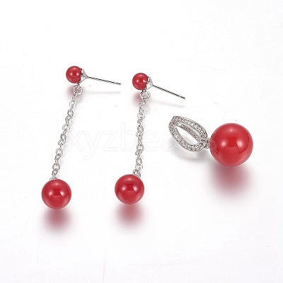 (Jewelry Parties Factory Sale)Brass Pendants and Dangle Earrings Sets SJEW-F189-23A-P-1