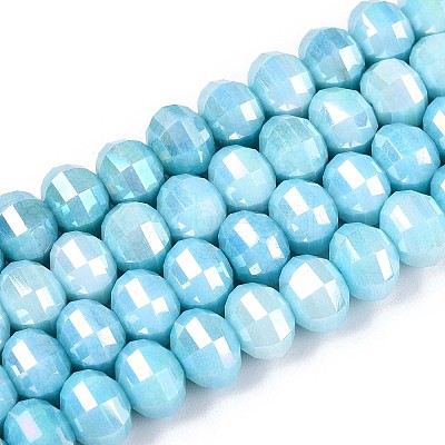 Anti-Tarnish Electroplate Glass Beads Strands GLAA-T025-8mm-19H-1