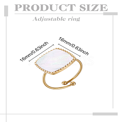 1Pc Square Stainless Steel Cuff Ring RJEW-LP0002-27-1