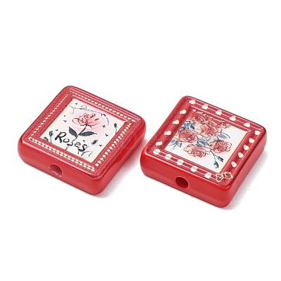 Baking Paint Printed Acrylic Beads AC-CBA46F7-01-1