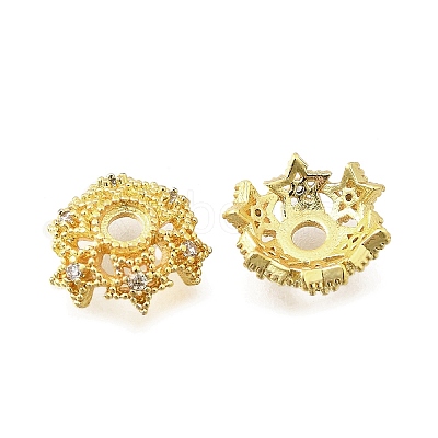 Star Brass Micro Pave Cubic Zirconia Bead Caps KK-K300-05B-G-1