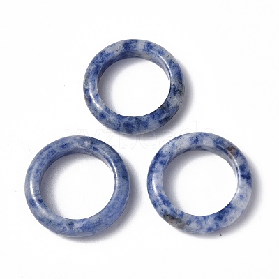 Natural Blue Spot Jasper Plain Band Ring RJEW-P044-01B-02-1