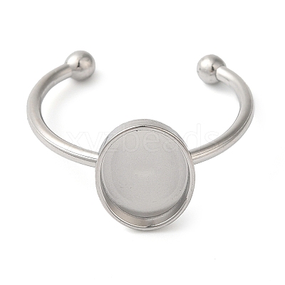 Non-Tarnish 304 Stainless Steel Open Cuff Ring Components X-STAS-I306-06A-P-1