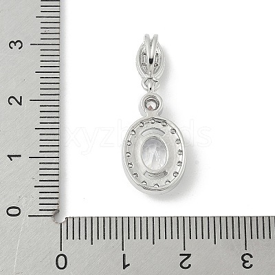 Oval Brass Micro Pave Cubic Zirconia Pendants KK-M326-15P-1
