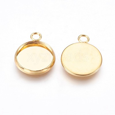 304 Stainless Steel Pendant Cabochon Settings STAS-P220-11G-01-1