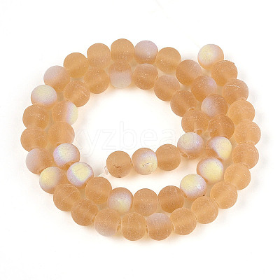 Frosted Transparent Glass Beads Strands GLAA-T032-T8mm-MBB08-1