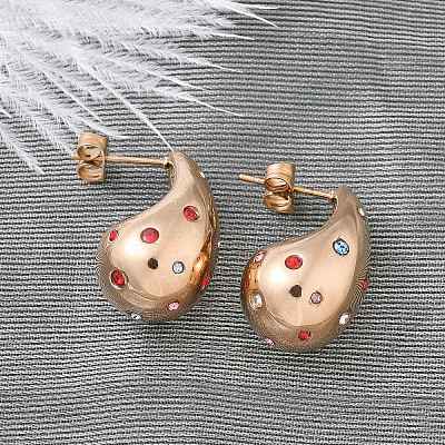 304 Stainless Steel Teardrop Stud Earrings EJEW-B108-05RG-B-1