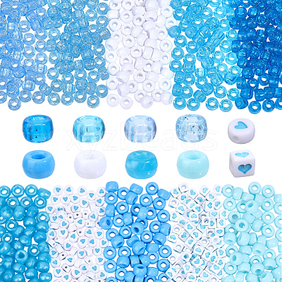 1200Pcs 10 Styles Opaque Plastic and Opaque Acrylic Beads KY-PA0001-15B-1