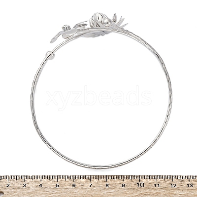 Lotus Alloy Arm Cuff Bangles for Girl Women AJEW-A063-01D-P-1