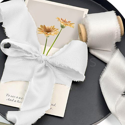 3 Rolls Polyester Satin Frayed Ribbon OCOR-DR0001-03A-1