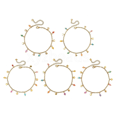 Dyed Natural Freshwater Shell Anklets AJEW-AN00850-1