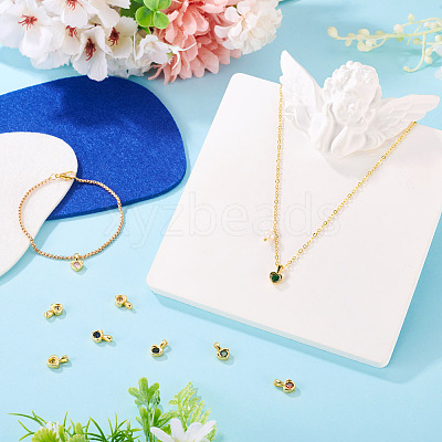 7Pcs 7 Colors Brass with Cubic Zirconia Charms KK-TA0008-37-1