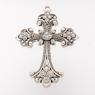 Alloy Rhinestone Cross Big Gothic Pendants LS-ALRI-1475-RS-1
