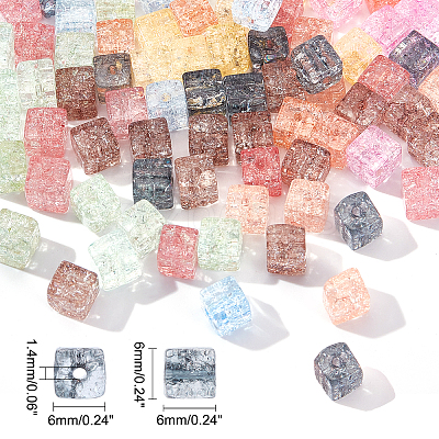 160Pcs 8 Colors Crackle Glass Beads GLAA-PH0001-38-1