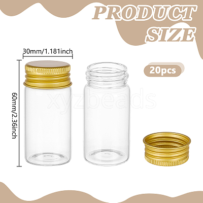 20Pcs Clear Glass Bottles Bead Containers CON-AR0001-16B-1