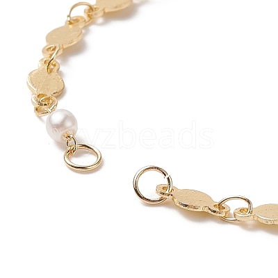 Brass Flat Round Link Chain Bracelet Making AJEW-JB01150-03-1