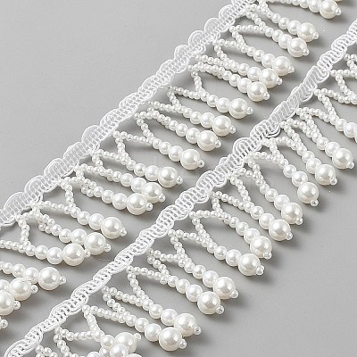 Plastic and Polyester Beaded Trim OCOR-WH0082-501-1