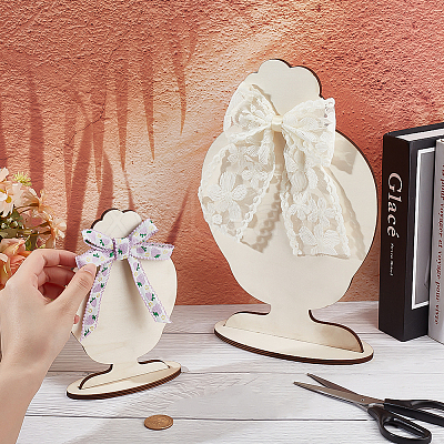 2 Bags 2 Styles Cute Girl Head Shaped Plywood Hairpin Display Rack ODIS-PH0001-94-1