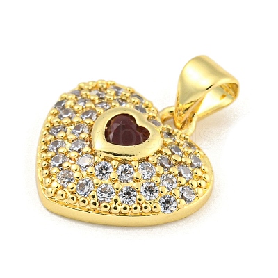 Heart Rack Plating Brass Micro Pave Cubic Zirconia Charms KK-Z053-17G-02-1