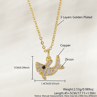 Ocean Summer Brass Pave Clear Cubic Zirconia Pendant Necklaces FS-WG8D1A7-26-1