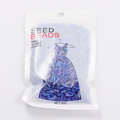 Transparent Colours Rainbow Glass Bugle Beads X-TSDB6MM168-1
