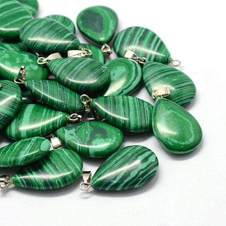 Teardrop Dyed Synthetic Malachite Pendants G-Q368-01-1