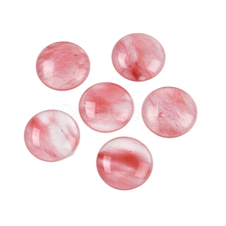 Cherry Quartz Glass Cabochons X-G-H1596-FR-25mm-27-1