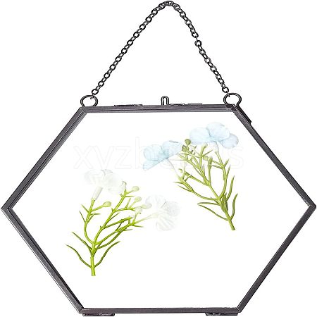 Brass Glass Hanging Photo Frame AJEW-WH0017-27-1