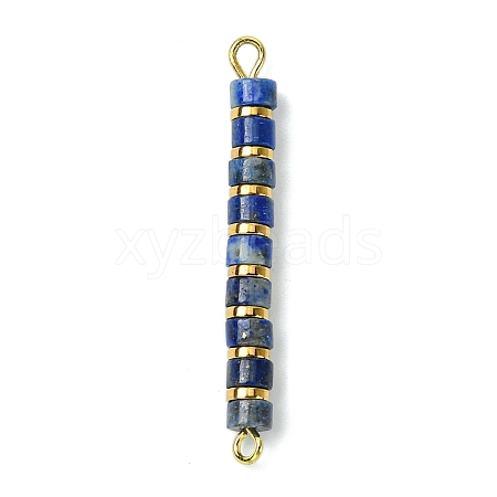 Natural Lapis Lazuli & Electroplated Synthetic Non-magnetic Hematite Heishi Connector Charms PALLOY-JF03291-04-1