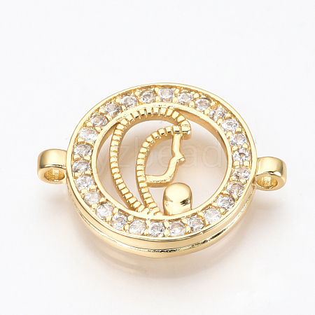 Brass Micro Pave Cubic Zirconia Links ZIRC-Q013-43G-1