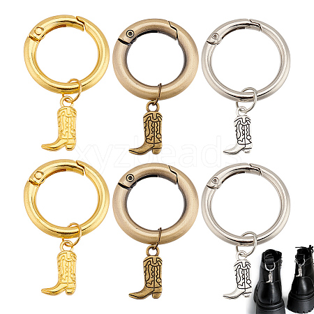 6Pcs 3 Colors Boot Alloy Shoe Charms HJEW-AB00734-1