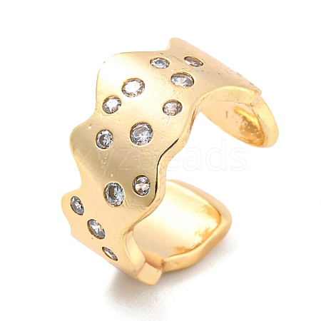 Real 14K Gold Plated Brass with Cubic Zirconia Cuff Earrings EJEW-M232-01G-G-1
