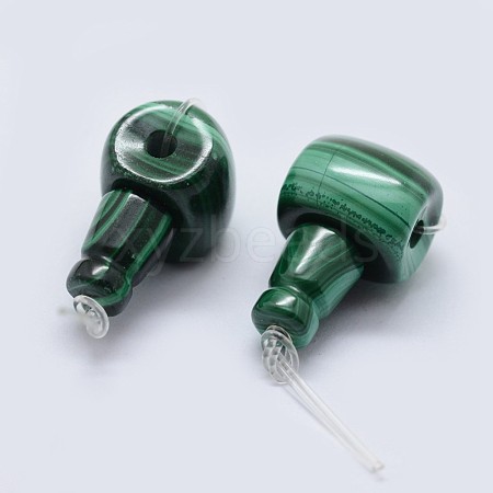 Natural Malachite 3 Hole Guru Beads G-F571-17-A-1
