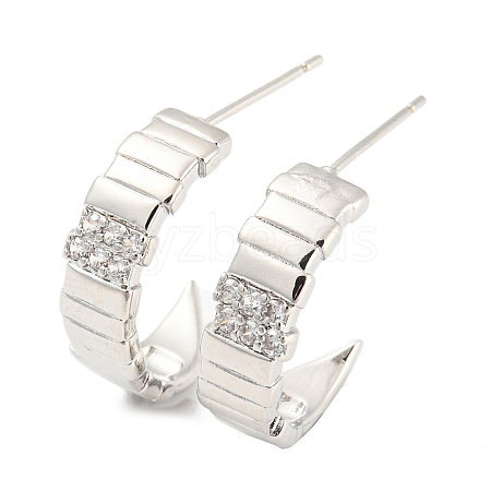 Rack Plating Brass Cubic Zirconia Arch Stud Earrings EJEW-K245-41P-1