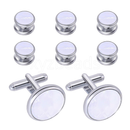 Brass with White Shell Cufflinks FIND-GL0002-07-1