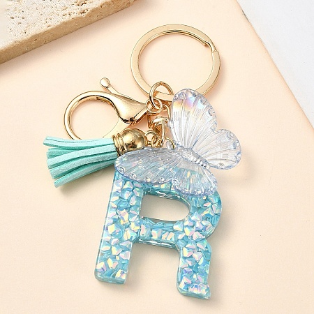 Resin & Acrylic & Faux Suede Tassel Keychain X1-KEYC-YW00117-18-1