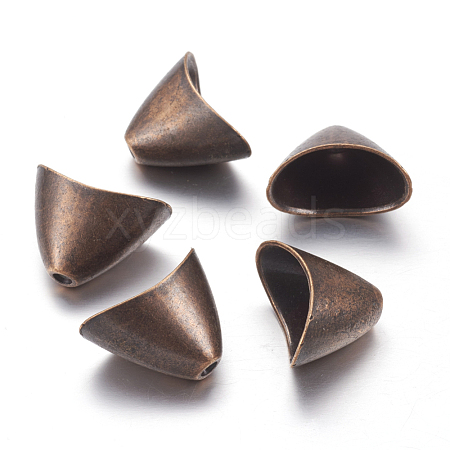 Tibetan Style Alloy Triangle Apetalous Bead Cones TIBE-5212-R-FF-1
