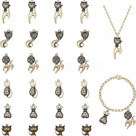 CHGCRAFT 24Pcs 6 Style Alloy Pendants FIND-CA0006-34-1