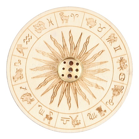 Wooden Sun Pattern Incense Holder for Sticks WICR-PW0009-05A-02-1