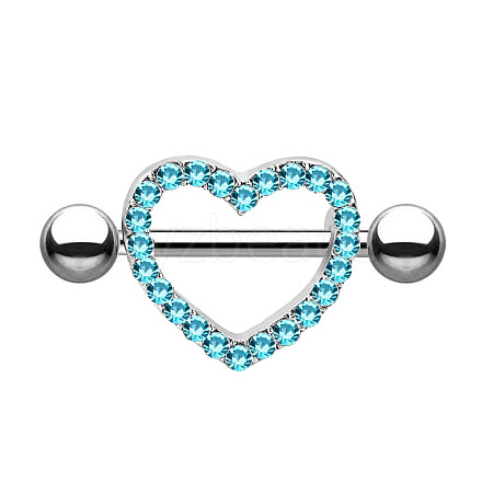 304 Stainless Steel Micro Pave Cubic Zirconia Nipple Rings WG2793F-09-1