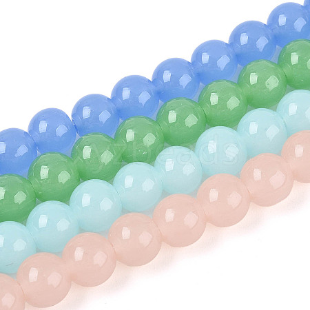 Imitation Jade Glass Beads Strands GLAA-N058-8mm-C01-1