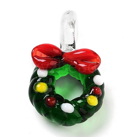 Colorful Transparent Handmade Lampwork Pendants for Christmas LAMP-A004-01A-1