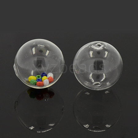 Handmade Two Holes Blown Glass Globe Beads X1-DH017J-1-14mm-1