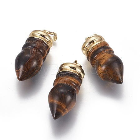 Natural Tiger Eye Pointed Pendants G-F594-06B-1